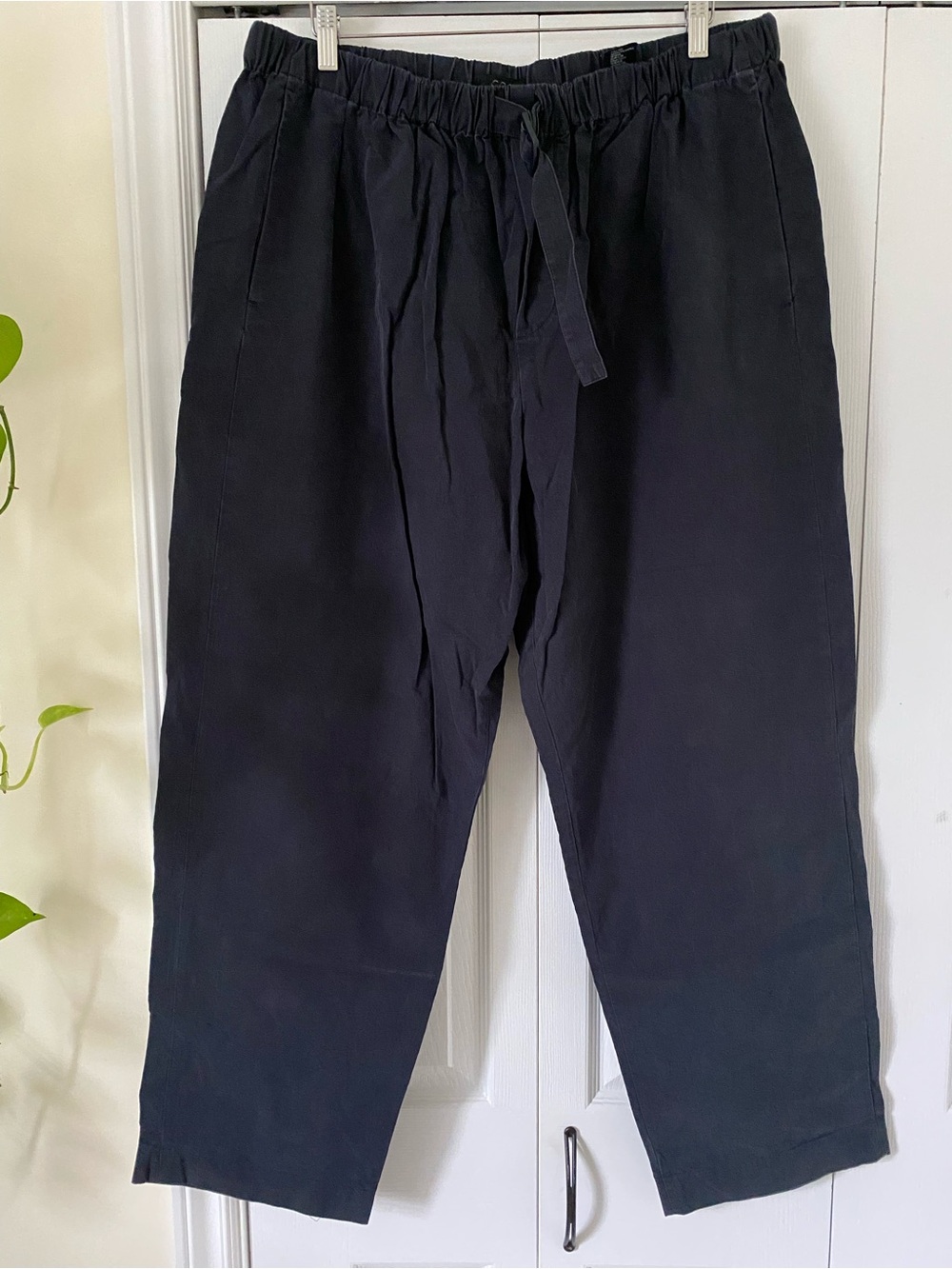 COS Wide Leg Elastic Waist 100% cotton Pants pockets Navy Size XL